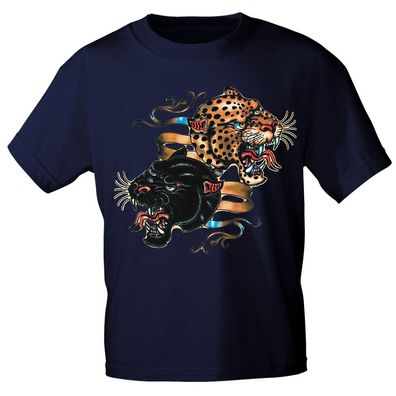 T-Shirt mit Print - Leopard Panther Banner 12679 Gr. schwarz / 3XL