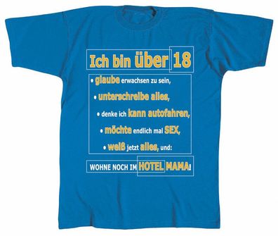 T-Shirt unisex mit Aufdruck •Über 18.... - 09671- Gr. XXL