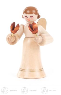 Engel mit Kastagnetten, langer Rock, natur H=6 cm NEU Weihnachtsfigur Holzfigur