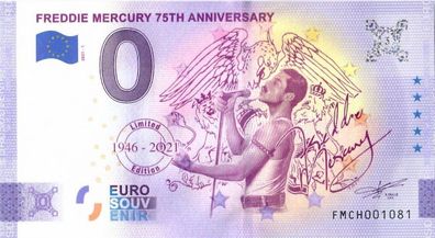 0 Euro Schein Freddie Mercury · 75th Anniversary · Souvenir o Null € Banknote