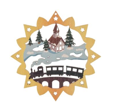 Baumbehang Eisenbahn bunt (VE 6) BxH 6x6cm NEU Christbaumschmuck Weihnachtsbaum