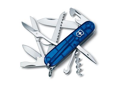 Taschenmesser mit 15 Funktionen Huntsman, 91 mm, blau transparent