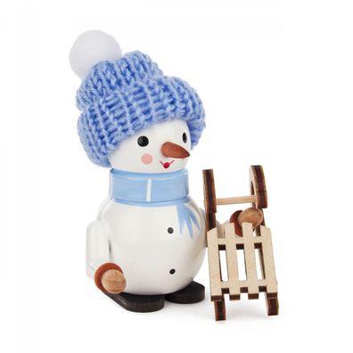 Miniaturfigur Schneemann Oskar" mit Schlitten" Höhe 9cm NEU Weihnachtsfigur