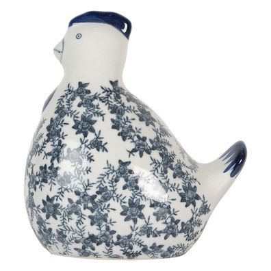 Clayre & Eef Dekorationsfigur Huhn 18x12x21 cm Weiß Blau Keramik (Gr. 18x12x21 cm)