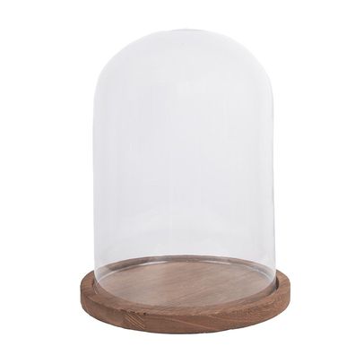 Clayre & Eef Glocke Ø 23x29 cm Glas Holz Rund (Gr. Ø 23x29 cm)