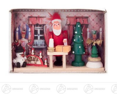 Miniatur Zündholzschachtel Weihnachtsstube B= x H=ca 5,5 cmx4 cm NEU Erzgebirge