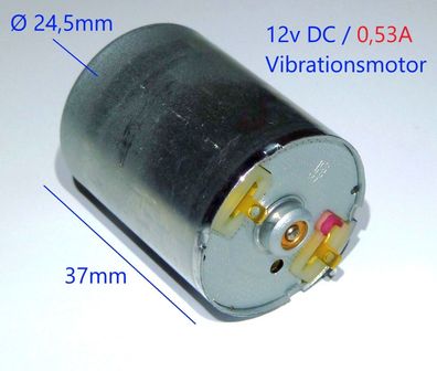 12V DC Vibration Motor Ø24,5mm 0,53A Integriertes Unwuchtgewicht