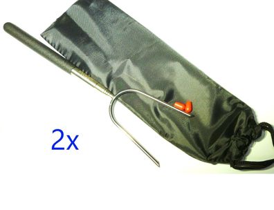 2x robuster Teleskop Grillspieß bis 87cm ausziehbar in Aufbewahrungstasche