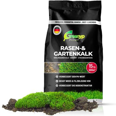 Greenyp Premium Rasenkalk Gartenkalk Kalk Düngekalk gegen Moos Rasendünger 30kg