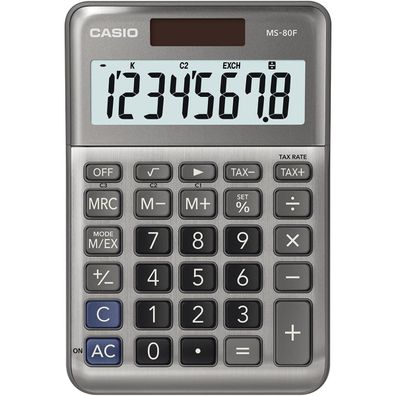 Casio® MS-80F Tischrechner MS-80F - Solar-/Batteriebetrieb, 8-stellig, LC-Display,