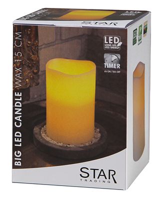 Star LED-Leuchtkerze, Echtwachs, flackernd, warmweiß