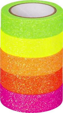 HEYDA 203584536 HEYDA Deko-Klebeband "Neon Regenbogen", glitter