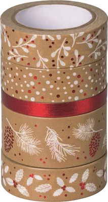 HEYDA 203584529 HEYDA Deko-Klebeband Natur, rot / weiß