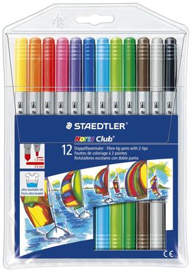 Staedtler Doppel-Fasermaler Noris Club, 12er Etui