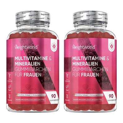 2X Frauen Multivitamin-Gummies - CoQ10, Biotin, Hyaluronsäure & Zink (180 Gummies)