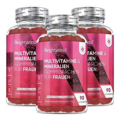 3er Pack: Frauen Multivitamin-Gummies - 270 Gummis für Haut, Haare & Nägel