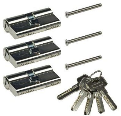 Schließzylinder-Set 3x 60mm, 5 Schlüssel, Not- & Gefahren