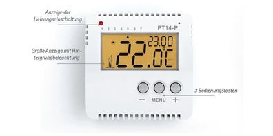 Raumthermostat PT14-P programmierbar für Elektroheizung 16A