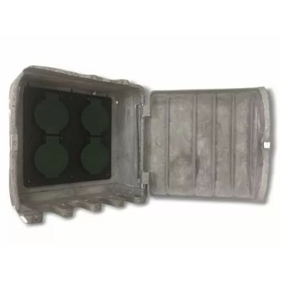 technik@all Pepe 4-Fach Gartensteckdose eckig Steinoptik grau IP44
