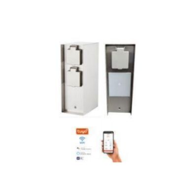 ORIO SMART Steckdosensäule IP44 eckig 3-fach Eisen gebürstet