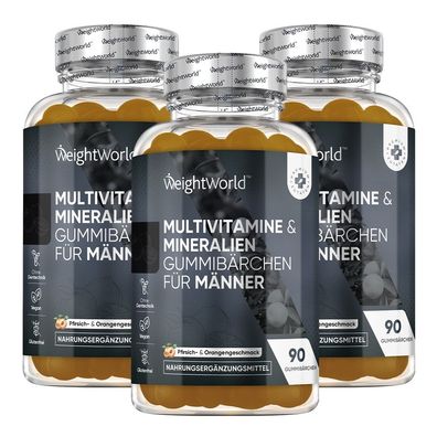 3er Pack: Männer Multivitamin-Gummies - 270 Gummis für Vitalität, Energie & Immunsyst