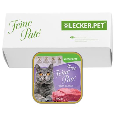 17 - 68 Stk. Lecker. Pet® Emily's Feine Paté Reich an Rind Katzenfutter Nassfutter