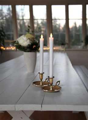 LED-Leuchtkerzen lang, 2er Set, weiss, a.25x2,5 cm