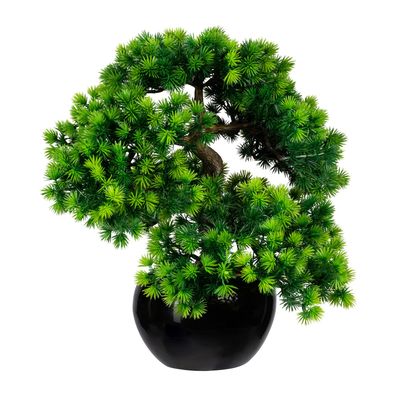 Künstlicher Bonsai Lärche 37 cm im schwarzen Keramiktopf, pflegeleicht