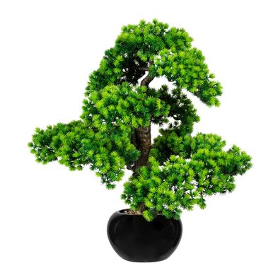 Künstlicher Bonsai Lärche 60 cm im schwarzen Keramiktopf