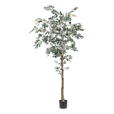 Künstlicher Olivenbaum 210 cm mit Topf - Grüne Deko-Pflanze
