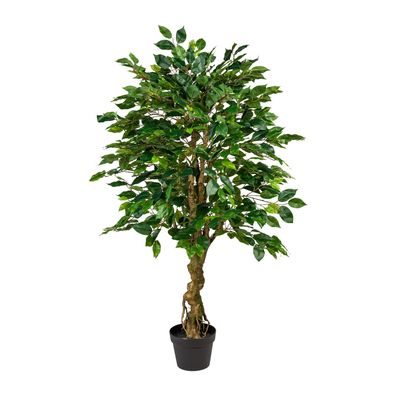 Ficus Benjamini Kunstpflanze 125 cm grün mit schwarzem Topf