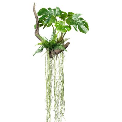 Kunstpflanze Splitphilodendron Drahthänger auf Wurzel 160 cm