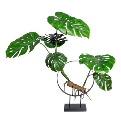 Dekoobjekt Splitphilodendron, 100 cm hoch, Kunstpflanze im Metallständer