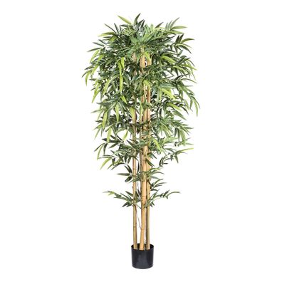 Kunstbambus 210 cm mit 1536 Blättern im Naturstammtopf