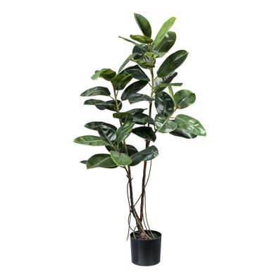 Ficus Elastica Kunstpflanze 150 cm im schwarzen Kunststofftopf