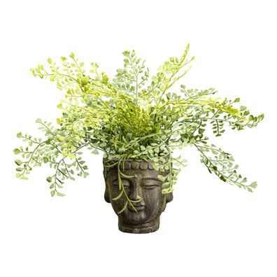 Kunstpflanze Adianthumbusch 35 cm im Zementtopf Buddha, pflegeleicht