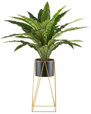 Kunstpflanze Asplenium 105 cm im Metalltopf mit Rack – Pflegeleicht
