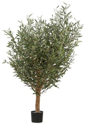 Olivenbaum Kunstpflanze 160 cm mit Naturstamm und Kunststofftopf