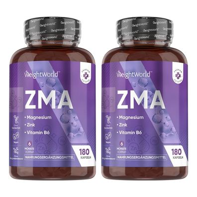 2er Pack: ZMA Nahrungsergänzung - 360 Kapseln für Muskelregeneration & Schlaf