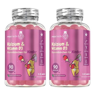 2er Pack: Calcium & Vitamin D3 Gummis - 180 Stück für Knochen & Zahnentwicklung