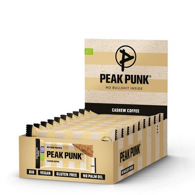 45,30 €/Kg | Peak Punk Organic/ BIO High-Protein Bar - Cashew Coffee 12x55g