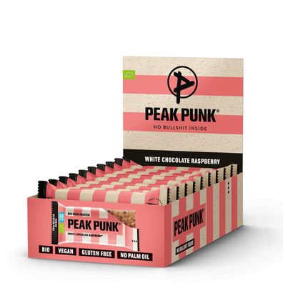 45,30 €/Kg | Peak Punk / BIO High-Protein Bar - White Chocolate Raspberry 12x55g