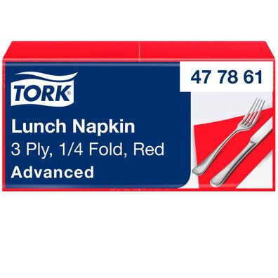 Tork Serviette 477861 33x33cm 3lg. 1/4 Falz rot 150 St./Pack