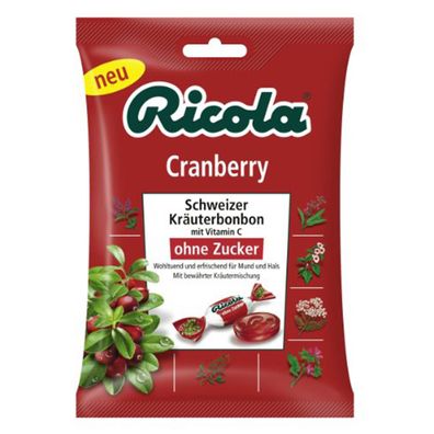 Ricola Cranberry Schweizer Kräuterbonbons zuckerfrei fruchtig 75g