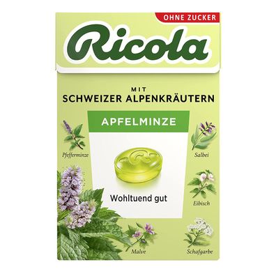 Ricola Apfelminze ohne Zucker Böxli lieblich milde Erfrischung 50g