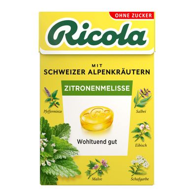 Ricola Zitronenmelisse ohne Zucker im Böxli erfrischend fruchtig 50g