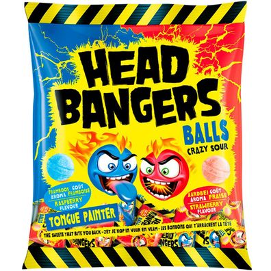 Head Bangers Balls Crazy Sour Geschmack Himbeere und Erdbeere 135g