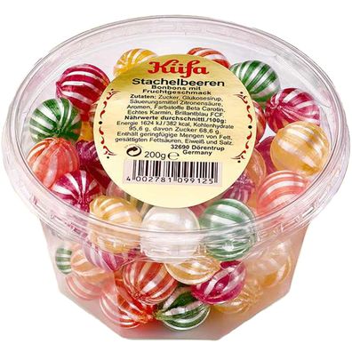 Küfa Stachelbeeren fruchtig bunte Fruchtbonbons 5fach sortiert 200g