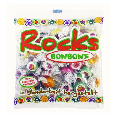 Rocks Bonbons einzeln gewickelte mit Fruchtmotiven süß fruchtig 150g