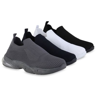 VAN HILL Herren Slip Ons Sportschuhe Sportliche Strick Profil-Sohle